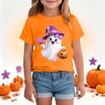 thumbnail image 2 of larppty Halloween Tee Shirts for Kids Boys Girls Children Printed T Shirt Style Short Sleeved Top (Orange,2-3 Years), 2 of 7