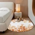 thumbnail image 3 of Orange Eucalyptus Leaves 6ft Round Rugs, Watercolor Spring Summer Botanical Washable Non-Slip Area Rugs for Living Room Bedroom Kitchen, Low Pile Dining Room Kicthen Circle Carpet, Indoor Floor Rug, 3 of 9