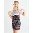 thumbnail image 5 of Girl's 2 Piece Dresses Outfits Short Sleeve Mesh Crop Top Tee + Graffiti Print Cami Dress Set, 6-14 Years, 5 of 9