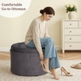 thumbnail image 5 of Dovov Round Ottoman with Storage and Reversible Tray, 25" Upholstered Footrest Coffee Table Button Tufted Storage Ottoman Foot Stool, Gray, 5 of 10