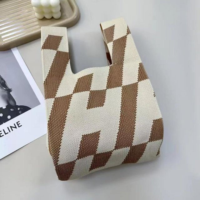 Bolso de punto, bolso de punto para mujer, bolso de muñeca, bolso de hombro, bolso cuadrado pequeño, bolso de mano
