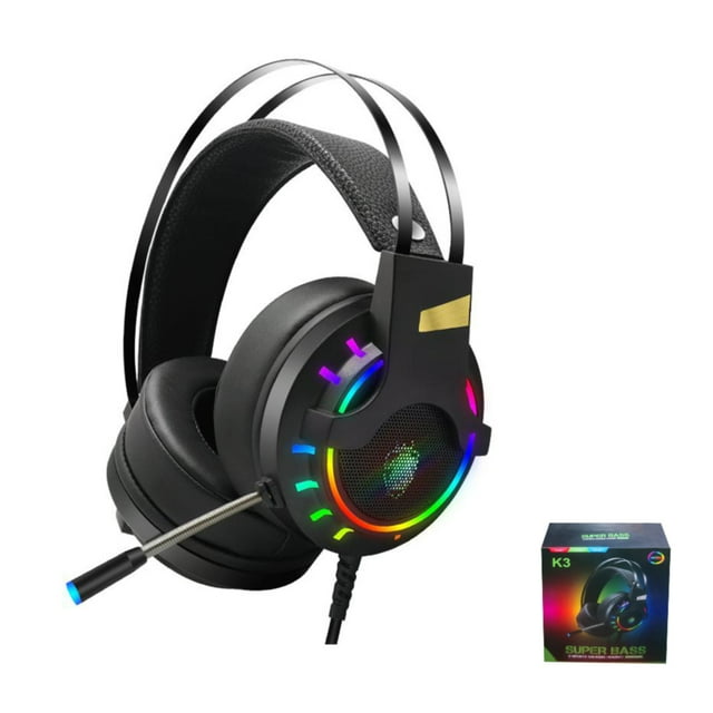 7.1 Channel Wired Headphone LED Glowing Adjustable Gaming Headset USB Earphone with Microphone Box Package