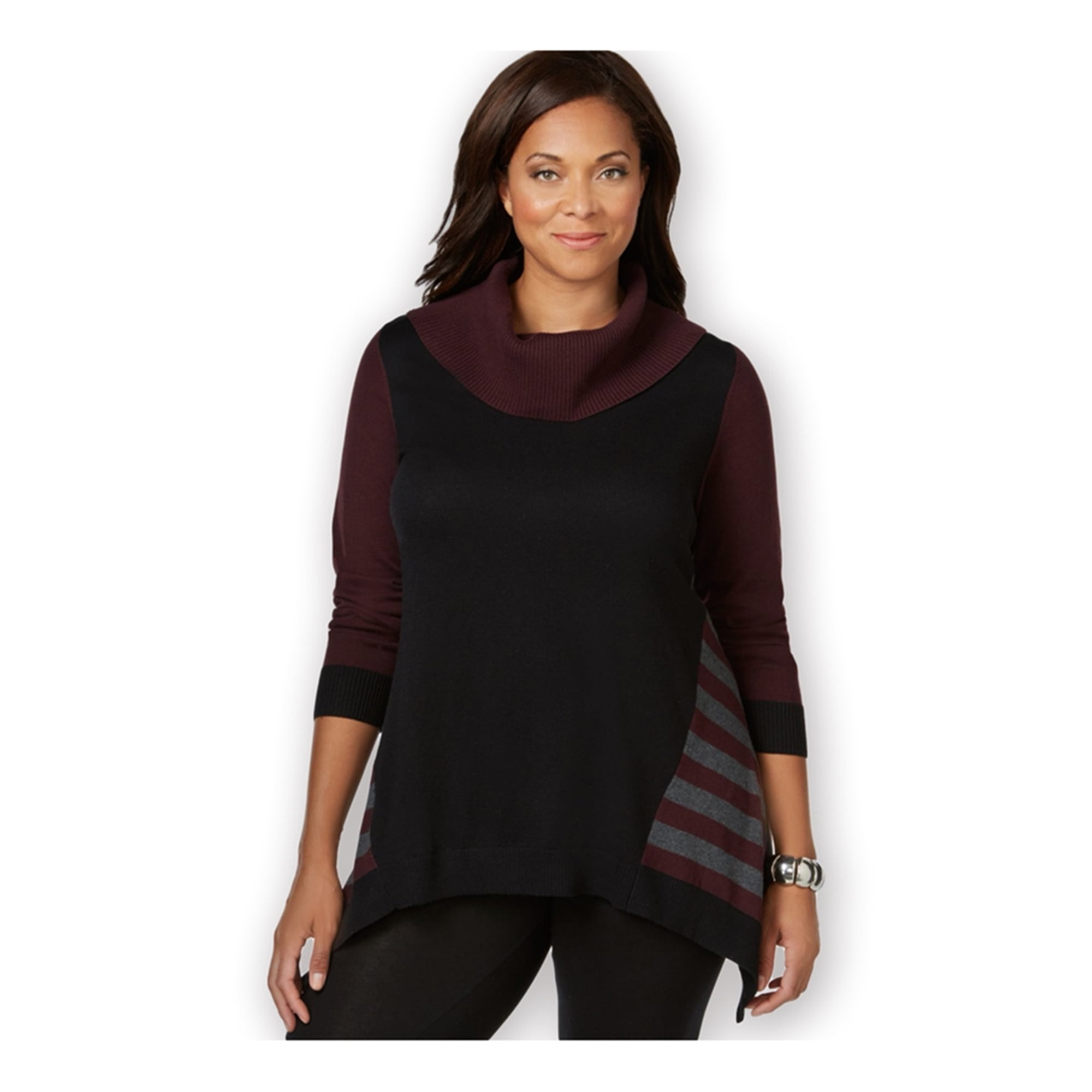 Style & Co. - Style & Co. Womens Colorblocked Handkerchief-Hem Pullover