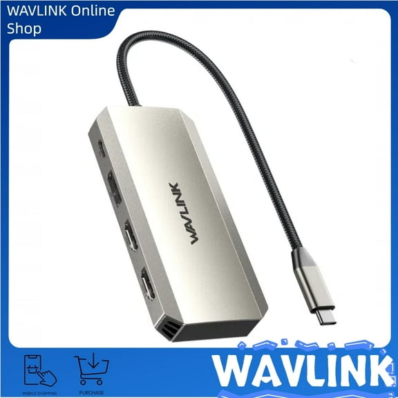 WAVLINK USB C Dock Triple Display, 7-In-1 Laptop Docking Station with 95W Power Delivery, Single 8K Triple 4K@60Hz with DP, 2HDMI, 480Mbps USB2.0-A for MacBook, Dell XPS, Lenovo Thinkpad, HP Laptops