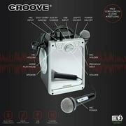 Croove Bluetooth Rechargeable Karaoke Machine with 2 Microphones and Flashing Disco Lights (Black)