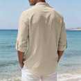 thumbnail image 4 of Kizanda Men Half Button Work Shirt with Chest Pockets Pullover Lightweight Stand Collar Work Comfy Office Shirt Long Sleeve Fall Winter Business Casual Top for Men XL, 4 of 9