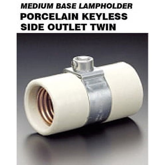 Leviton 4005 Keyless Lampholder Incandescent Medium Base Side Outlet Twin Dual Socket 2-Terminal Screws - White