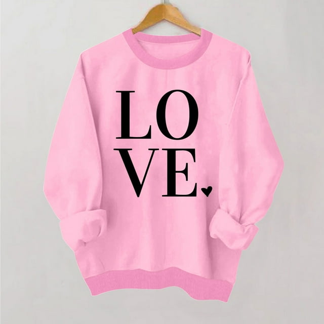 Meichang Sweatshirts à Col Rond pour Femmes, Sweatshirts de la Saint-Valentin, Sweatshirts Graphiques Cœur, Manches Longues Décontractées, Coupe Ample, Vacances