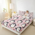 thumbnail image 4 of Manfei Kawaii Grey Penguin Twin Sheet Sets for Kid, Antarctic Wildlife Twin Fitted Sheet, Girly Pink Cartoon Flat Sheet, Luxury Bedroom Decor, 3 Pieces, 4 of 7