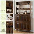 thumbnail image 4 of Smart FENDEE 62.99“ Tall Shoe Cabinet with Rack and 7 Hooks, 2 Flip-Down Drawer, Hall Tree, Walnut, 4 of 6