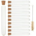 thumbnail image 3 of 10 PCS Glass Test Tubes Clear with Cork Stoppers and Brush for Scientific Experiments Powder Liquid Storage 20x150mm, 3 of 10