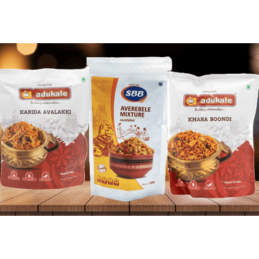 Adukale, Grand Sweets and Snacks SBB Snacks Combo Pack - Spicy & Crunchy, Grain-Free, 3 Count, 200g