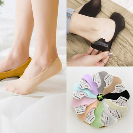 

Biplut 1 Pair Short Socks Solid Color Anti-slip Breathable Women Low Cut Ankle Socks for Daily Wear