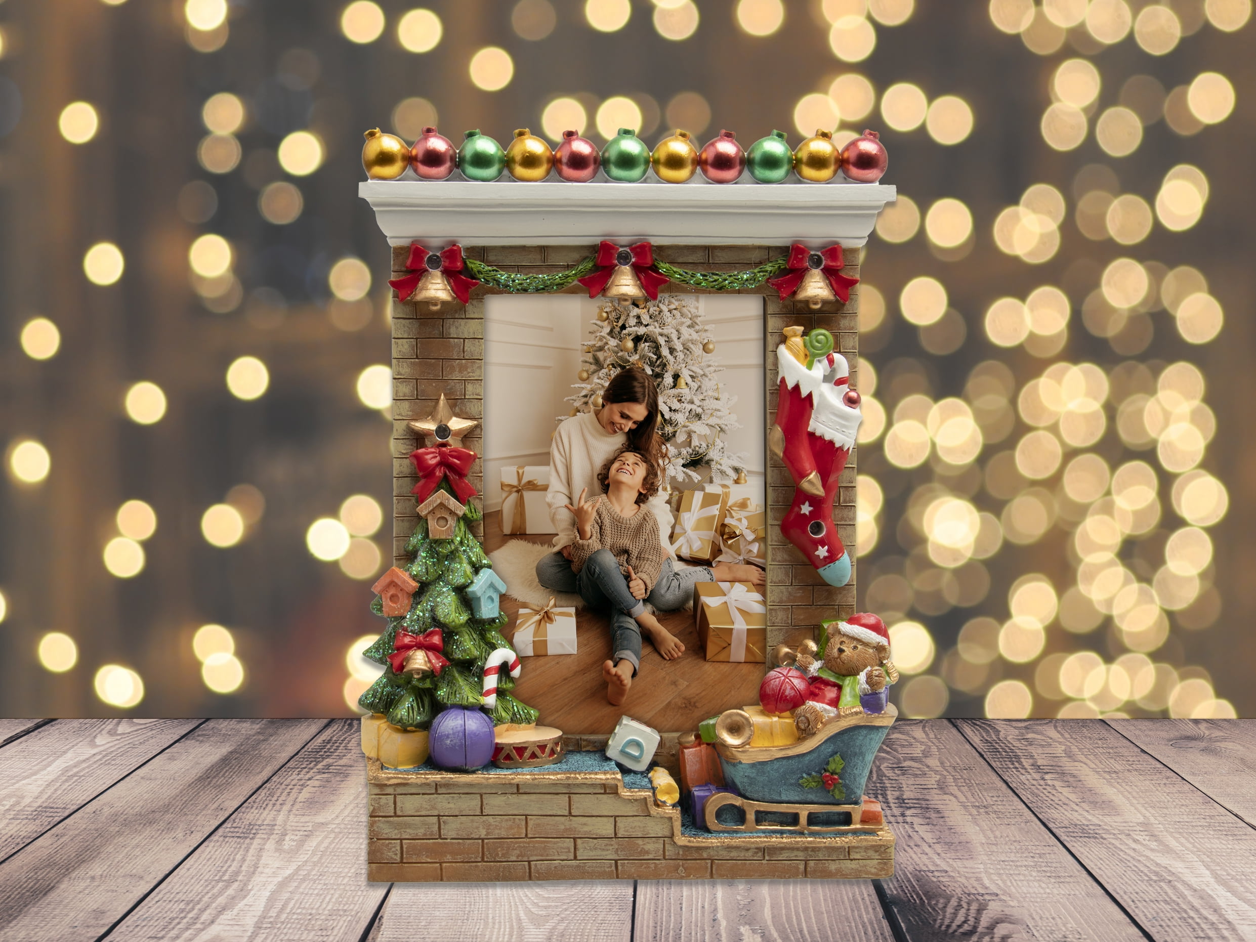 Fine Photo Gifts Light up 4x6 Christmas Ornament Resin Picture Frame