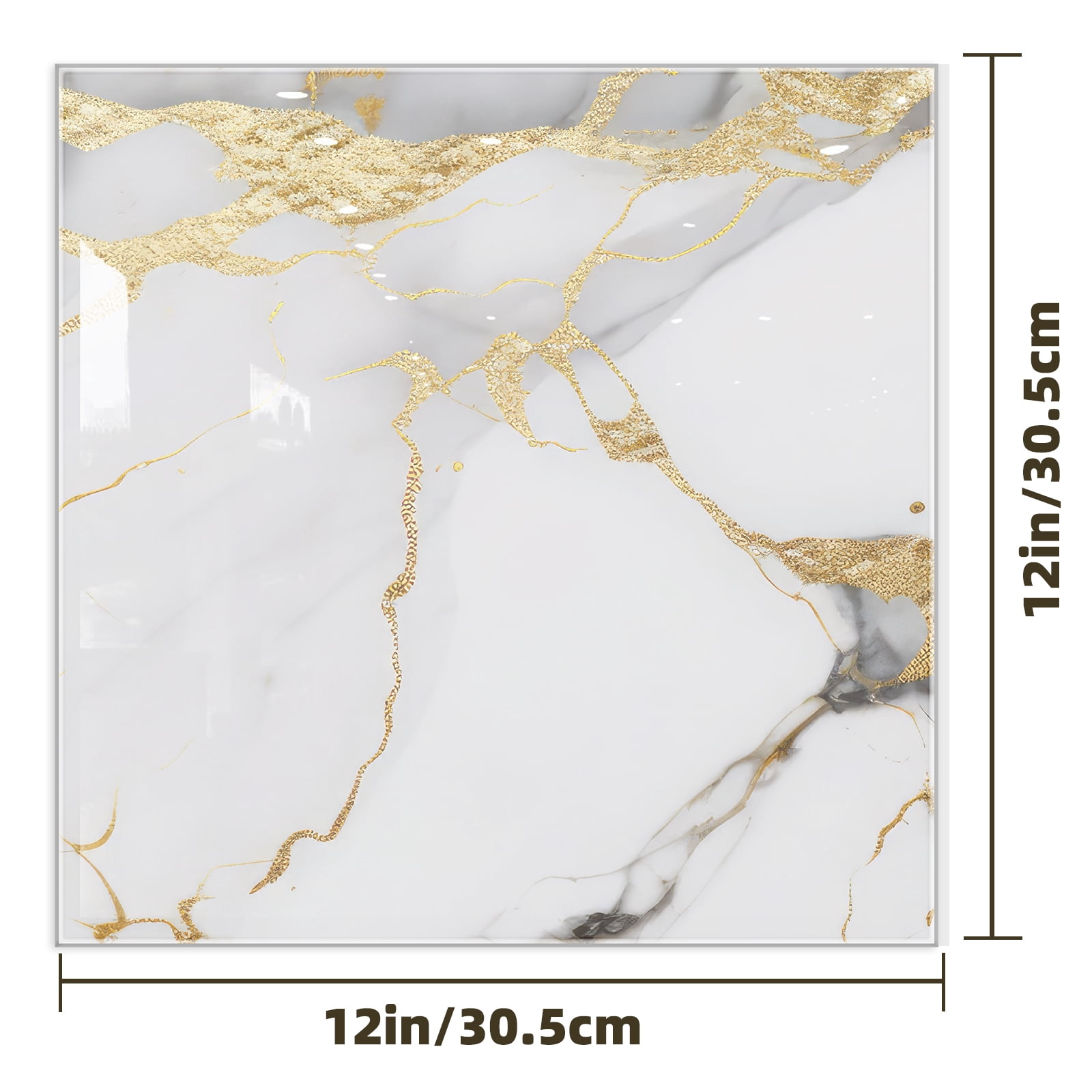 DEWOO 10pcs Peel and Stick Backsplash Wall Tile, Waterproof Peel and Stick Marble Wall Tiles, Self-Adhesive Panels for Bathroom, Kitchen, and Living Room (Gold Marble,12"×12")