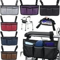 thumbnail image 1 of Bolsa organizadora para reposabrazos de silla de ruedas, con 2 bolsillos laterales, impermeable, para andadores y scooters, color marrón, 1 of 8