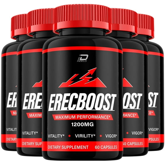 Erecboost for Men Capsules – Erec Boost Vitamin Complex Pills, Energy Support, 5 Pack, 300 Capsules