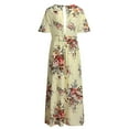 thumbnail image 6 of haozzaw Womens Plus Size Summer Dresses 2025 Party Boho Print Maxi Long Dress V-Neck Short Sleeve Dresses for Wedding Guest, 6 of 9