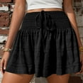 thumbnail image 2 of Women's High Waisted Stretchy Denim Bermuda Shorts Summer Fashion Solid Color Drawstring Strap Casual Summer Flowy Shorts S-2XL, 2 of 7