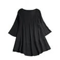 thumbnail image 2 of Uhndy Women's Plus Size Fall clothes 3/4 Sleeve V Neck Top Casual Tunic Top Loose Plus Size Robe Gypsy Shirt Top Thin Pullover Black M, 2 of 6