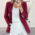 thumbnail image 3 of CILENON Womens Jackets Dressy Casual Womens Ladies Cardigan Temperament Slim Solid Color Casual Small Suit Jacket (Wine Red,L), 3 of 5