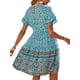 thumbnail image 3 of SAYOO Vestido de manga corta para mujer, estampado floral vintage, cuello redondo, botón trasero, vestido de playa de vacaciones de verano SAYOO  Moda, 3 of 4