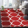 thumbnail image 5 of Area Rug 2'7''x5' Abstract Geometric White Line Red Texture Washable Area Rugs Non Shedding Floor Carpet Rubber Backing Non-Slip Indoor Mats for Living Room Bedroom Kitchen, 5 of 8