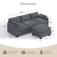 thumbnail image 5 of L Shaped Sectional Sofa Set, Lofka Modern Corduroy 110.2" L Shaped Modular Sofa with flexible ottoman, 3-Seater Sofa & Loveseat for Living Room, Dark Grey, 5 of 14