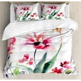 thumbnail image 1 of Floral King Size Duvet Cover Set, Watercolor Pastel Toned Flourish Blooms Botanical Beauty Boho Harvest Nature Picture, Decorative 3 Piece Bedding Set with 2 Pillow Shams, Multicolor, by Ambesonne, 1 of 3