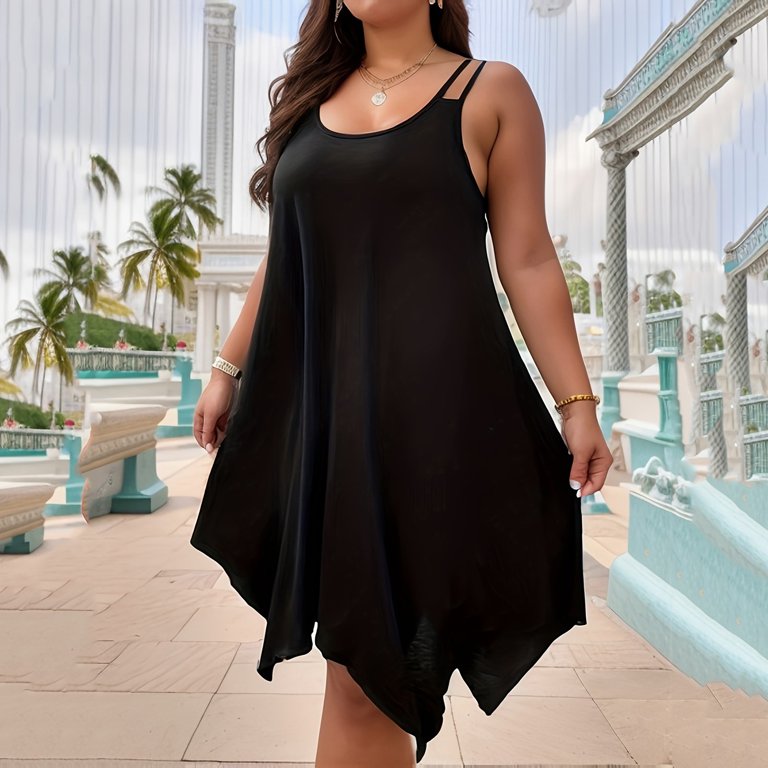 Red White And Blue Dress, Spaghetti Strap Plus Size Solid Color Sleeveless  Loose Irregular Dresses Womens Formal Low Heel Dress Shoes For Women  Engagement Dresses (XXL, Black) ZMTing - Walmart.com