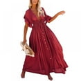 thumbnail image 4 of Women's Solid Color V-neck Lace Dress, 4 of 5