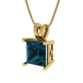 thumbnail image 2 of Clara Pucci 18K Yellow Solid Hypoallergenic Gold 2Ct Natural London Blue Topaz Princess Cut Solitaire Designer Necklace Pendant For December, 2 of 6