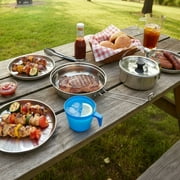 Ozark Trail 5-Piece Stainless Steel, Aluminum, and Plastic Space-Saving Cookware Camping Mess Kit