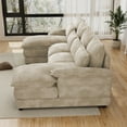 thumbnail image 6 of Wiilayok 110" U Shaped Cloud Couch Modular Sectional Couches for Living Room Fluffy Chenille Deep 4 Seat Sofa Set with Double Chaise & Memory Foam, Light Brown, 6 of 9