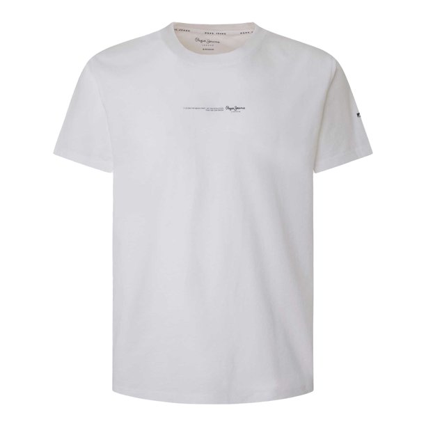 Pepe Jeans Camiseta Hombre - DAVID TEE, Cuello Redondo, Manga Corta, Algodón, Logo, color sólido Blanco XXL (XX-Large)