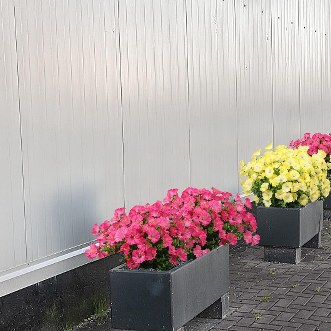12 Bundles Artificial Morning Glory Fake Boxwood Shrubs UV Resistant No Fade Faux Greenery Plants for Indoor/Outdoor Hanging Planters, Home Garden, Porch, Patio Wedding Decor (Pink)