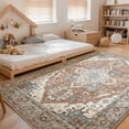 thumbnail image 2 of Toyoso 3x5 Vintage Persian Area Rug - Distressed Antique Rust Brown & Grey Silicone Carpet, 0.25" Low Pile Machine Washable Non-Slip Indoor Rug, Stain Resistant Pet Friendly Mat for Kitchen Office, 2 of 9