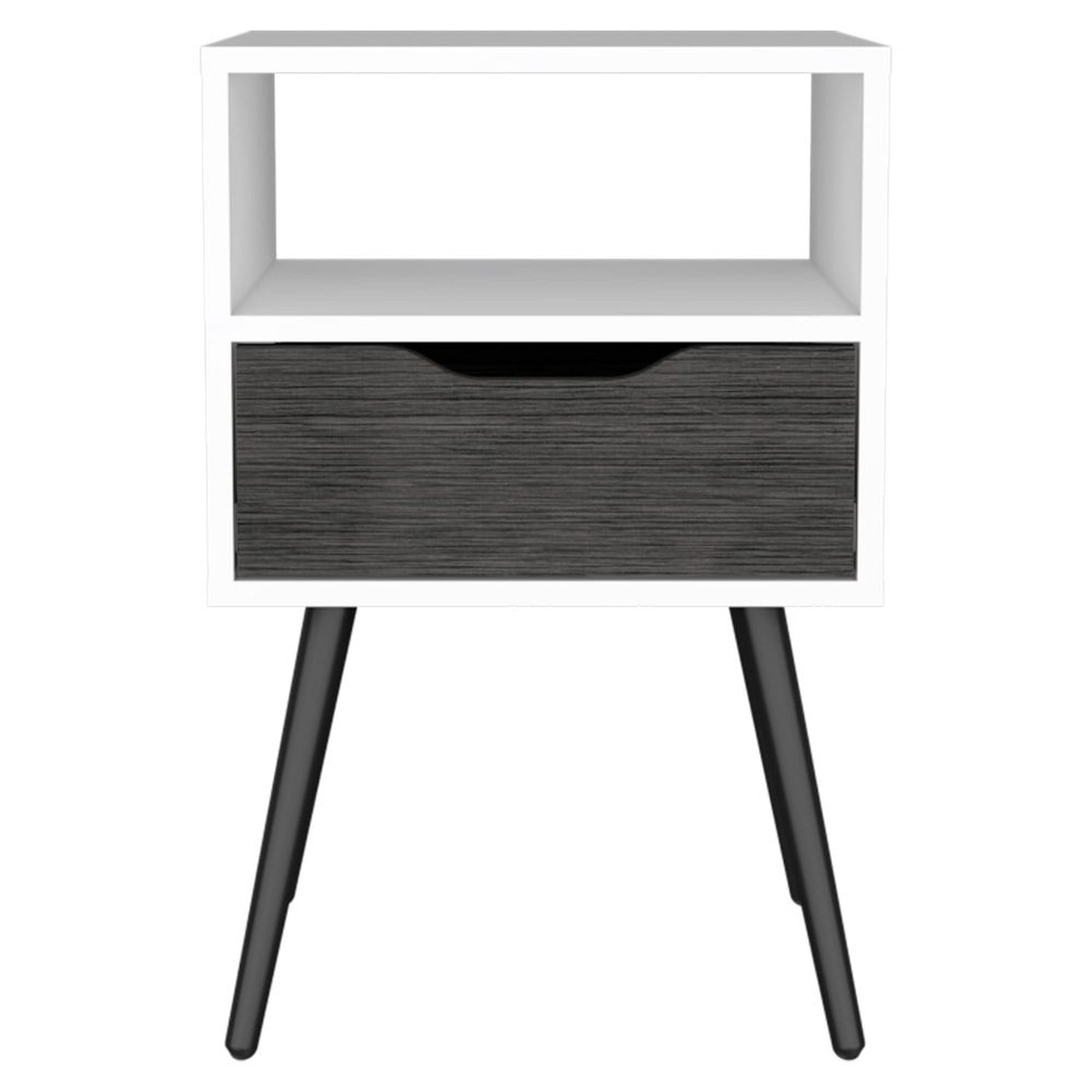 Otom Nightstand, Superior Top, One Open Shelf, One Drawer, Four Legs