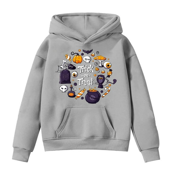 MUXiin Girls Sweatshirts Size 7-8 Girls Winter Hoodies Halloween Pumpkin Print Pullover Sweatshirts for Outdoor Activities Kids Age 4-14 Cozy Hooded