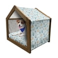 thumbnail image 1 of Cartoon Pet House, Head with Balloons Pacifiers and Milk Bottles Inspired Composition, Outdoor & Indoor Portable Dog Kennel with Pillow and Cover, 5 Sizes, Pale Blue Turquoise and Tan, by Ambesonne, 1 of 5