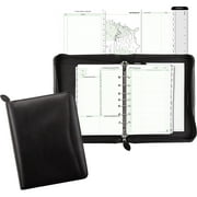 Angle View: Day-Timer Bonded Leather Zip Planner Starter Set, Black, 1 Each (Quantity)