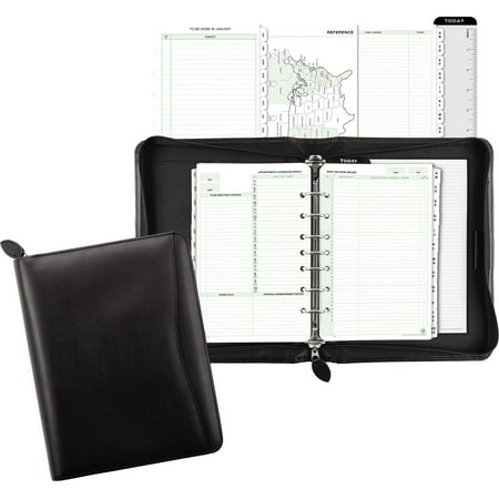 Day Timer Simulated Leather Binder - Day-Timer, DTM41745, Bonded Leather Zip Planner Starter Set, 1 Each, Black