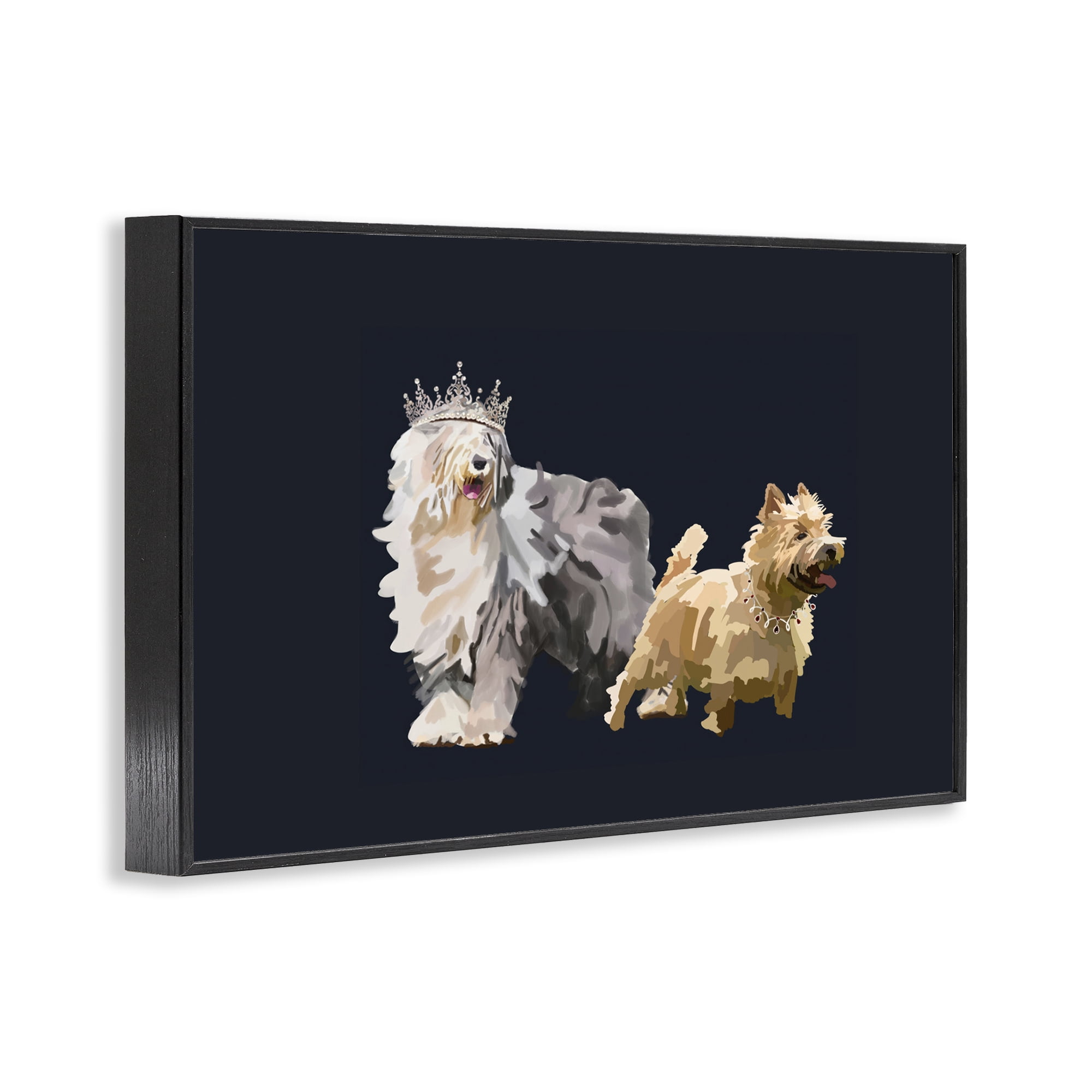Stupell Industries Dog Duo with Crowns Animals & Insects Painting Black Framed Art Print Wall Art, 18 x 12