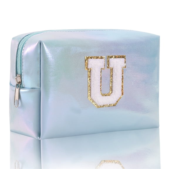 Large Capacity Makeup Bag with Embroidered Letters for Travel and Storage Stylish Handbag for Cosmetics and Toiletries