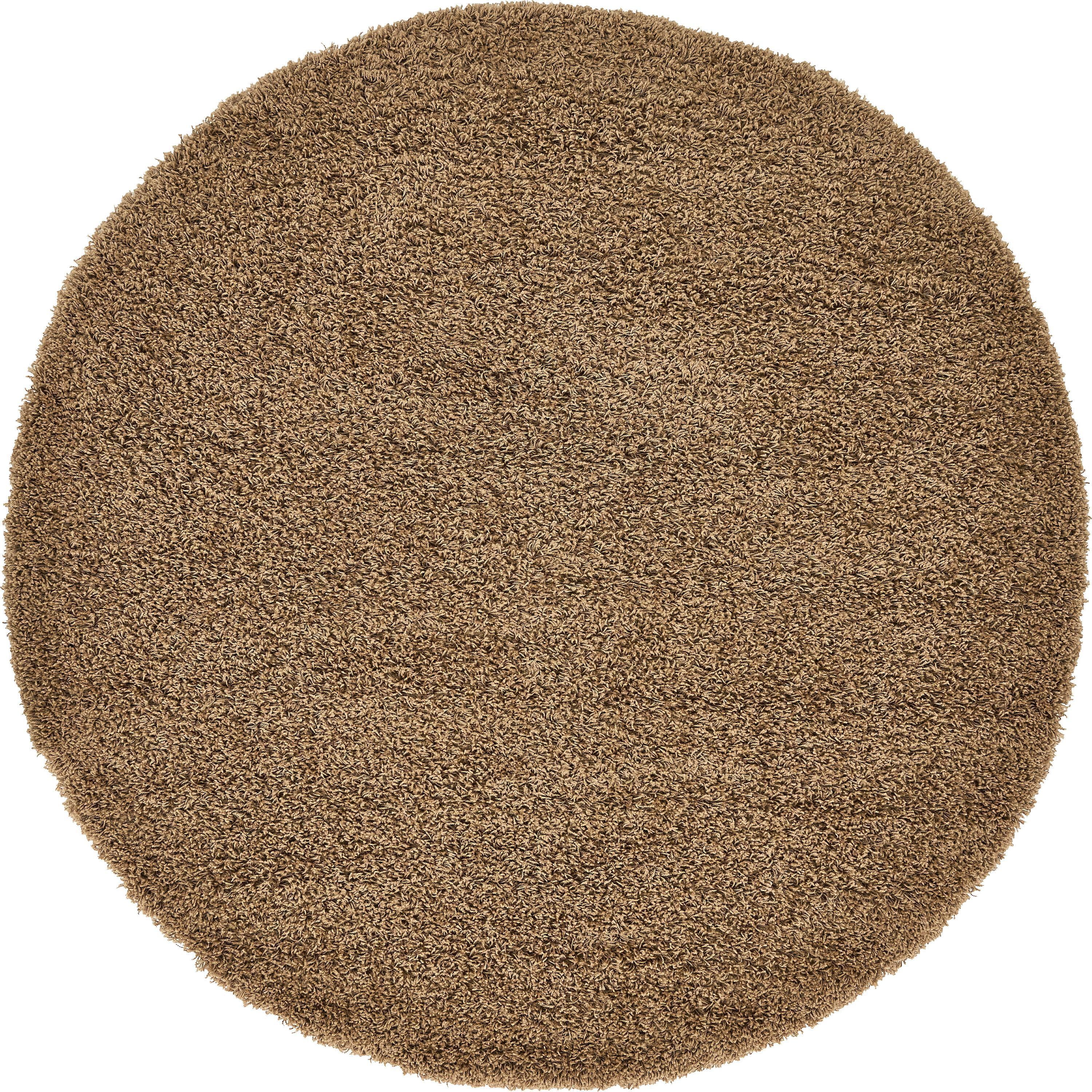 Unique Loom Round Solid Print Modern Area Rugs, Sandy