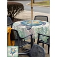 thumbnail image 5 of Outdoor Tablecloth with Umbrella Hole for Patio/Picnic/Party/Camping, Sea Turtle Coastal Waterproof Table Cloth Square Cover Washable, Blue Green Summer Beach Coral Ocean (60"x 60"), 5 of 8