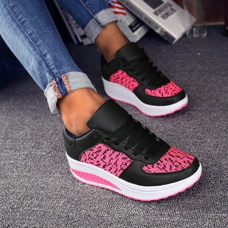 

FZM Women shoes Lace Up Breathe Mesh Walking Shoes Women Fashion Sneakers Comfort Wedge Platform Loafers