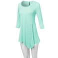 thumbnail image 5 of FashionOutfit Women's Casual Solid Soft Stretch Asymmetrical 3/4 Sleeve Button Tunic Top, 5 of 5