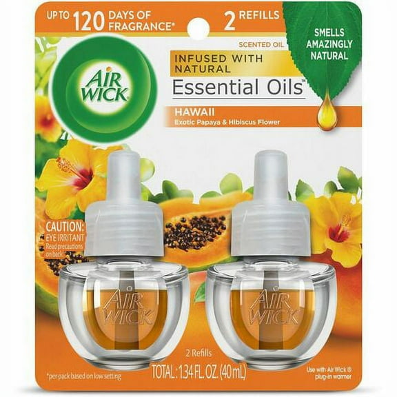 Air Wick Papaya Scented Oil - Oil - 0.7 fl oz (0 quart) - Hawaii Exotic Papaya, Hibiscus Flower - 60 Day - 2 / Pack | Bundle of 10 Packs