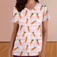 thumbnail image 4 of Easter Scrub Tops for Women Watercolor Colorful Rabbits Graphic V Neck Short Sleeve Professional Healthcare Uniform with Pockets Festive Nurse Clothes, 4 of 6